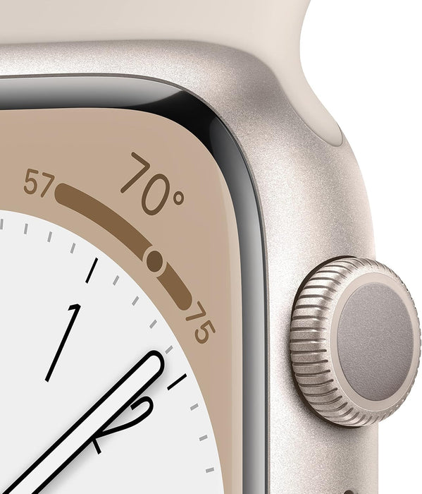 Apple New Apple Watch Series 8 (GPS 41mm) Smart watch - Midnight Aluminium Case with Midnight Sport Band - Regular. Fitness Tracker, Blood Oxygen & ECG Apps, Water Resistant (Renewed)