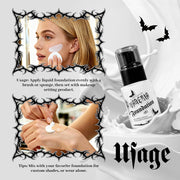 VANERIA White Foundation, Goth Foundation Liquide Makeup, Clown Makeup, Blanco Face Paint, Full-Coverage Waterproof, Mixer Use or White Base for Halloween, Cosplay, Stage, Mime & Film.30ML