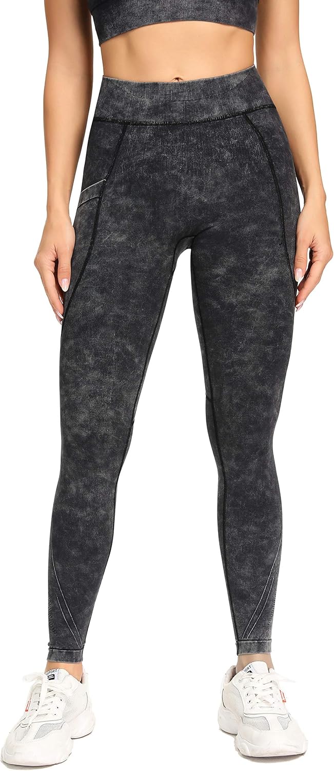Redqenting High Waisted Leggings for Women Workout Seamless Leggings Yoga Pants Sweat Proof Tummy Control Tights