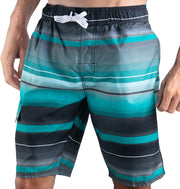 Men's Barracuda Swim Trunks (Regular & Extended Sizes) - Horizon Black/Green