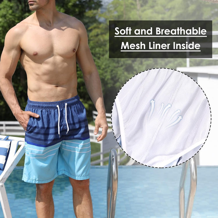 Maeau Men Swim Beach Shorts Quick Dry Swimming Trunks Drawstring Surfing Board Shorts