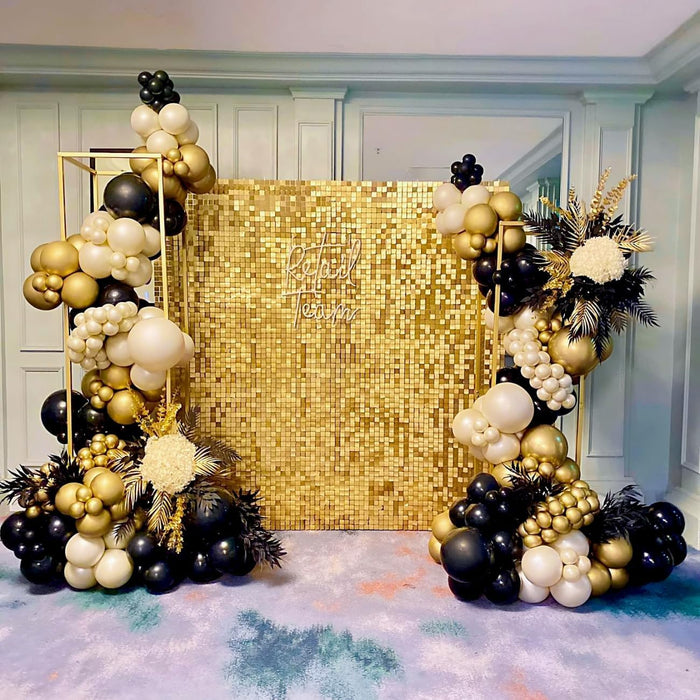 LJIE-House Champagne Shimmer Wall Backdrop Shimmer Panels Sequin Backdrop 36PCS Glitter Party Backdrop for Birthday Wedding Anniversary Engagement Baby Shower & Bachelorette Decorations Party