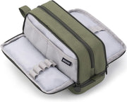 CICIMELON Large Capacity Pen Pencil Case with 4 Compartments, Multi-Slot Pencil Pouch Bag - Olive Green