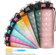 Unbreakable Water Bottle 1 Litre with Motivational Time Marker, Leakproof Durable BPA-Free Non-Toxic Water bottle for office,Water bottle for gym Detoxing eBook included Hunter Green with Motivational Time Marker - 1 ÙÙØªØ± Pearly Pink