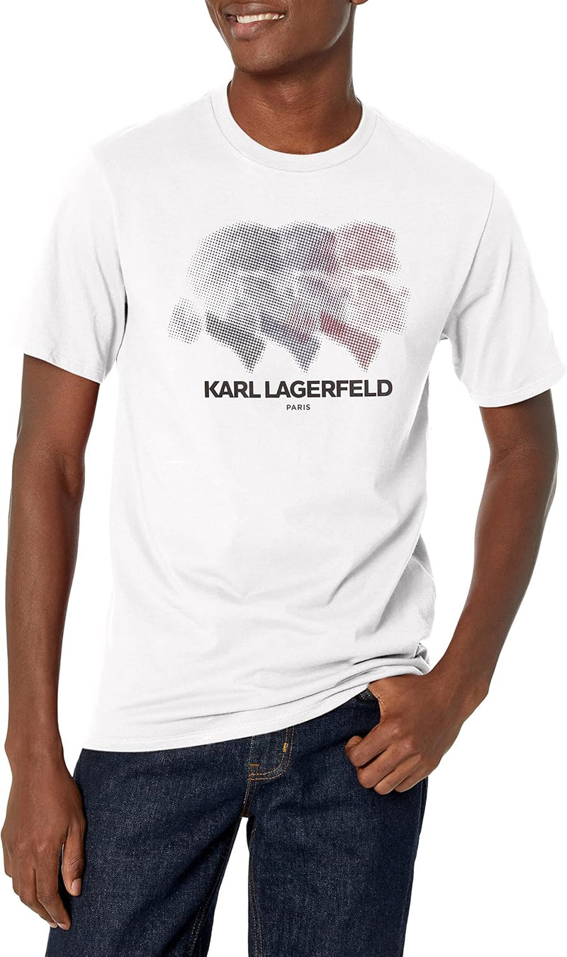 Karl Lagerfeld Paris Men's Shadow Logo Crewneck Short Sleeve Solid T-Shirt