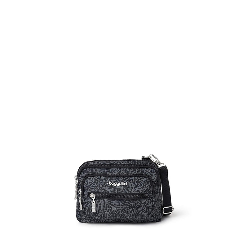 Baggallini Women's Triple Zip Small Convertible Crossbody Fannypack Belt Bag-Lightweight Water-Resistant