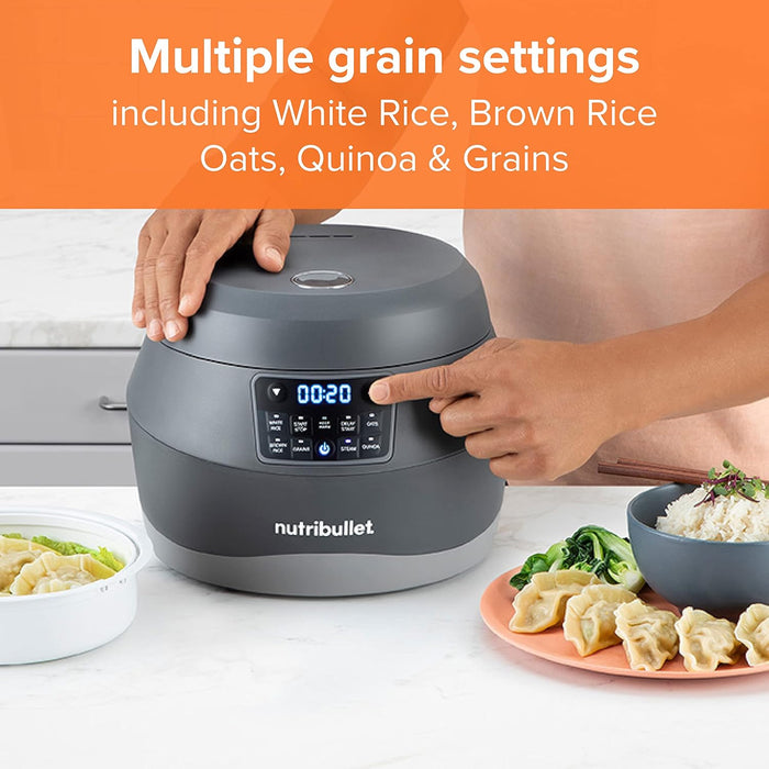 High Street TV Nutribullet EveryGrain 10 Cup Pre Programmed Rice Cooker Non Stick Removable Cooking Bowl Multiple Grain, Black, 01806