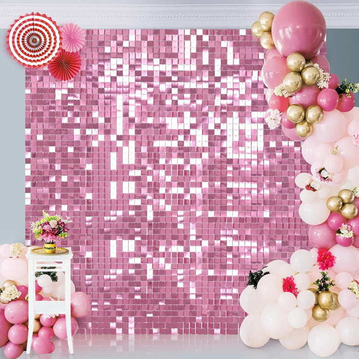 LuoluoHouse Shimmer Wall Panel Sequin Backdrop Panels 12 Packs-Iridescent Silver Backdrop for Graduation Anniversary Backdrop Wall Backdrops Engagement Decoration