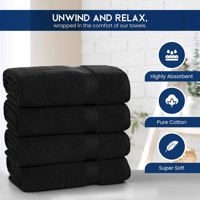 Bliss Casa Bath Towel Set 27 x 54 Inch (4 Pack) - 550 GSM 100% Cotton 20/D Quick Drying Highly Absorbent Thick Bathroom Towels - Soft Hotel Quality for Bath and Spa (Grey)