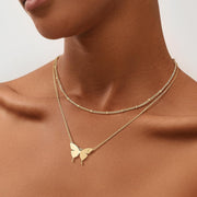 MEVECCO Gold Dainty Initial Necklace 18K Gold Plated Butterfly Pendant Name Necklaces Delicate Everyday Necklace for Women Minimalist Personalized Jewelry Christmas Gift - H