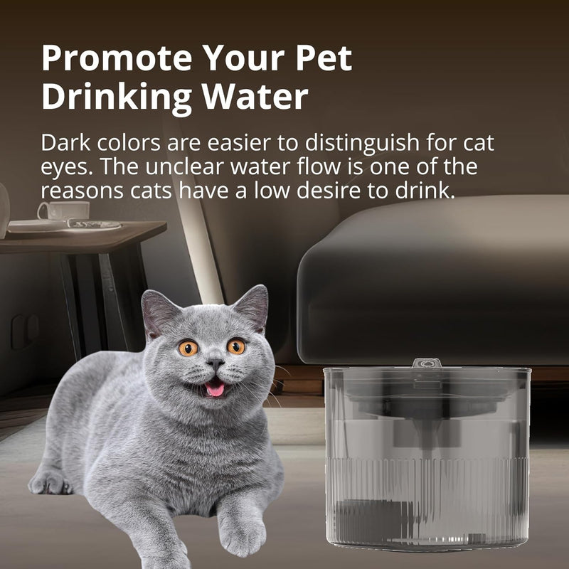 Mumoo Bear Cat Water Fountain, 2 L Water Dispenser for Cats with LED Water Level Window, Automatic Pet Drinking Fountain with 1 Carbon Filter