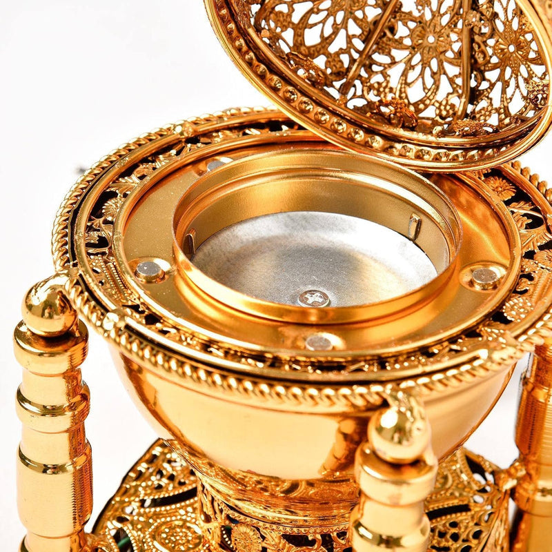 potow Gold Electric Incense Burner - Oud Frankincense Resin Burner - Large Mabkhara,Gold