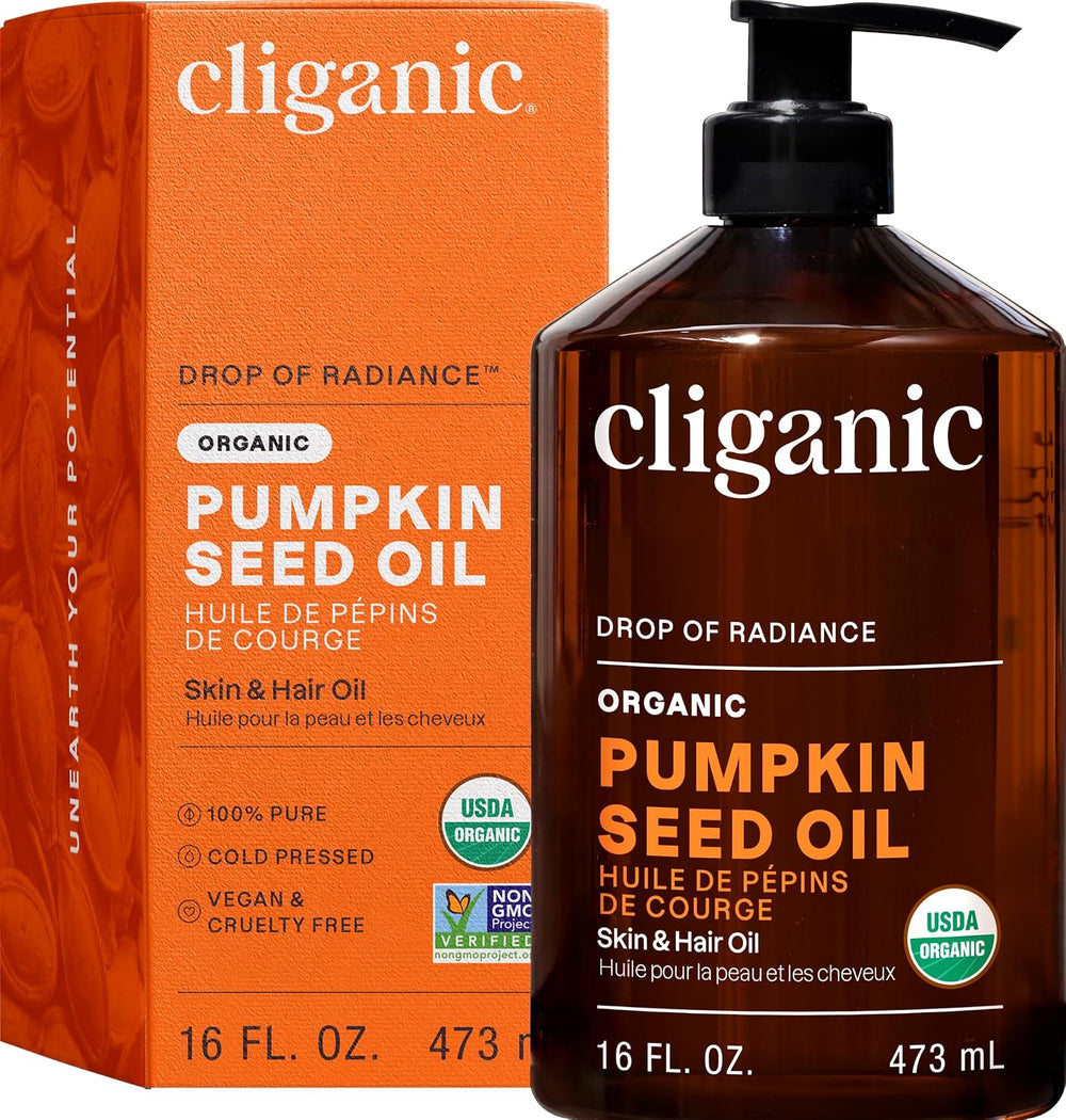 Organic Pumpkin Seed Oil, 100% Pure - For Face & Hair Natural Cold Pressed Unrefined
