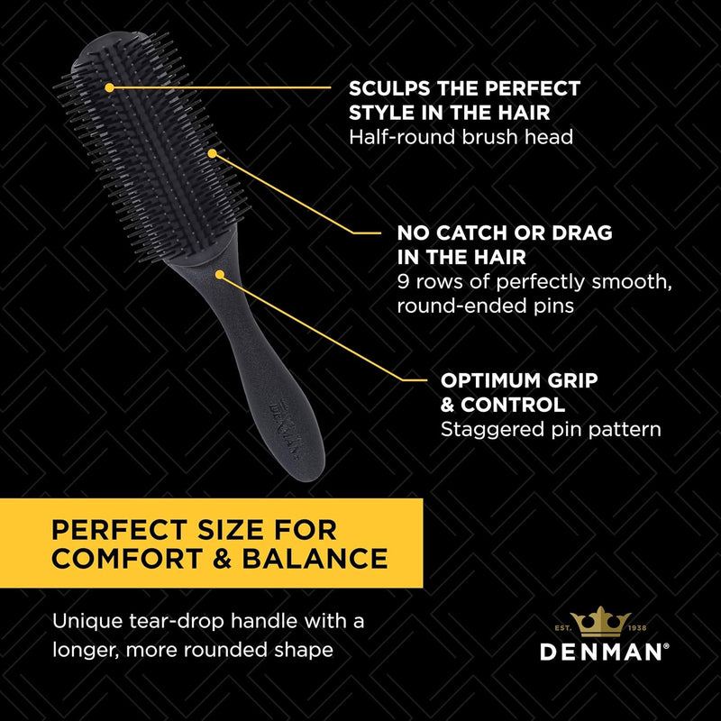 Denman Classic Styling Brush 7 Rows - D3 - Hair Brush for Blow-Drying & Styling â€“ Detangling, Separating, Shaping & Defining Curls