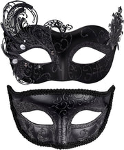 2 Stck Venezianische Maske Paar Maskerade Mask Venezianischen Maske Kostm Masken fr Damen Herren Halloween Karneval Party - Black Swan