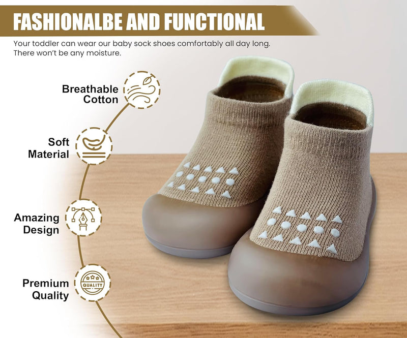 Dookeh Baby Sock Shoes Boys Girls First Walking Shoes Non-Slip Slippers Soft Sole Sneakers Toddler Infant Babygirl