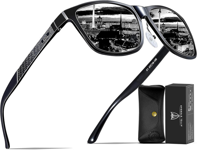 ATTCL Mens Polarized Sunglasses for Men Sunglasses (pack of 1) - 8587-Black-gray(Non-mirrored)