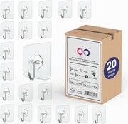 Brandsfinity 20pcs Adhesive Wall Hooks for Hanging, Heavy Duty Sticky Hooks for Wall, No Drill Transparent Self Adhesive Hooks, Holds 2.5kg - 20pcs Pack