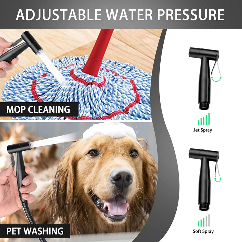 Hanbuluo Bidet Sprayer for Toilet, Hand held Stainless Steel Toilet Bidet Sprayer Kit with Hose, Easy Install Bidet Attachment for Toilet, Bidet Sprayer for Personal Hygiene