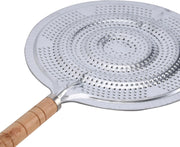 Delcasa DC3006 Simmer Ring with Wooden Handle, 21 cm Size, Silver - 21 cm