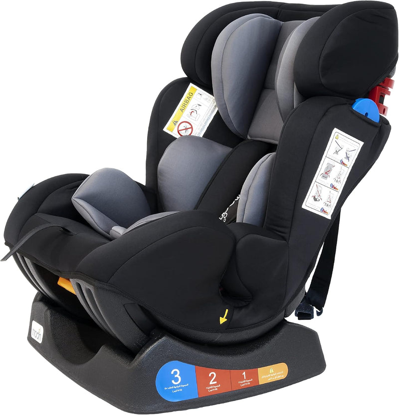 The Moon Brand Sumo Car Seat Birth to 6yrs Baby Travel Gear Convertible Rear & ForwardFacing Booster Seat Reclining Car Seat for Group 012 Child Comfort Car Accessories-Black - Black