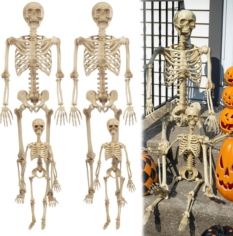 SLEEPHEAD Halloween Skeleton Decoration,Adult (36'') & Child (16'') Skeleton Value 2 Pack for for Halloween Party Yard Haunted House Props Indoor Outdoor Decor