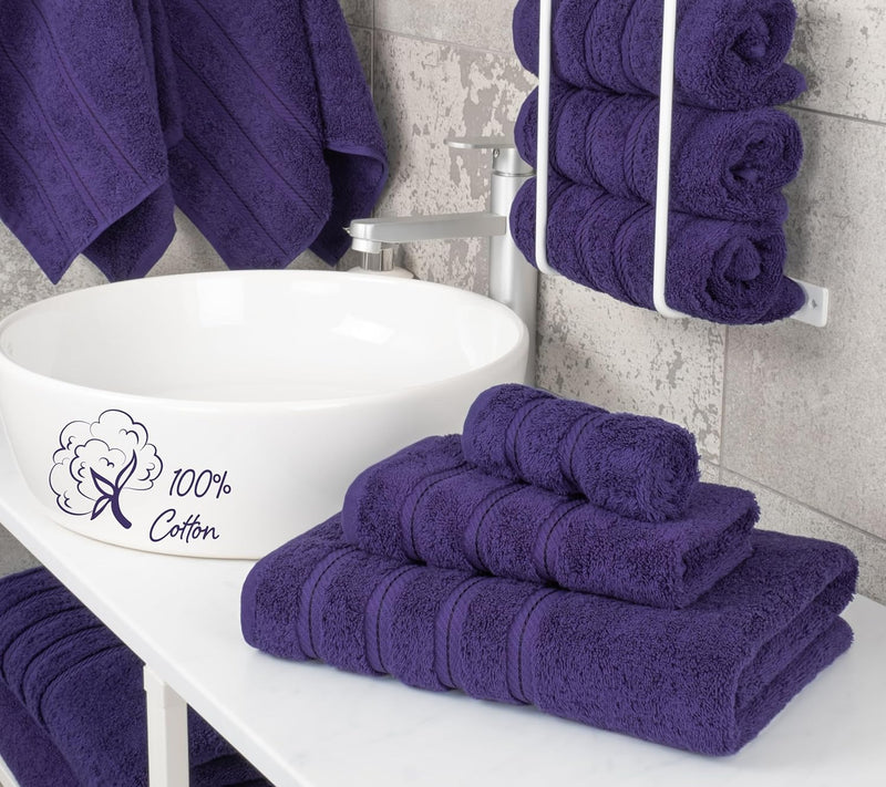 American Soft Linen GMSD 6-Piece 100% Turkish Genuine Cotton Premium & Luxury Towel Set for Bathroom & Kitchen, 2 Bath Towels, 2 Hand Towels & 2 Washcloths [Worth $72.95] - Rockridge Grey