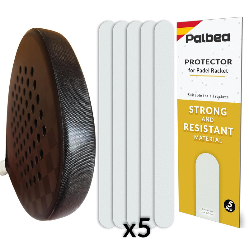 Palbea Transparent Padel Racquet Protector - Pack of 1/2/3/5 - Rough & Lightweight Padel Racket Head Bumper Protector - Durable & Easy to Replace - Dimensions 35x370mm