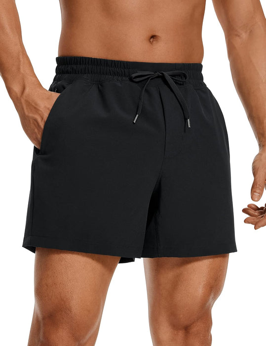 CRZ YOGA Men's Linerless Workout Shorts - 5'' Lightweight Quick Dry Running Sports Athletic Gym Shorts with Pockets