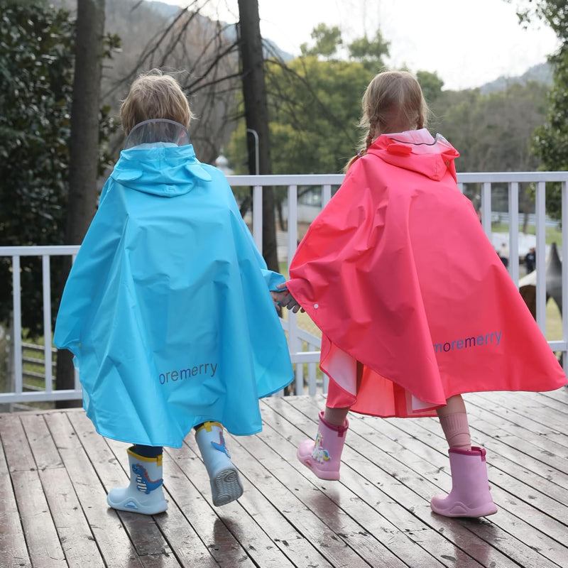 Cartoon Kids Rain Poncho with Hood - Lightweight Waterproof Raincoat for Toddler Boys & Girls, Windproof Reflective Jacket for Outdoor Activities, Packable Cape for Hiking Camping Travel
