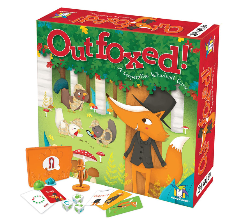 Gamewright Outfoxed! Board Game - 4 Players, Age 6+, Cooperative Whodunit