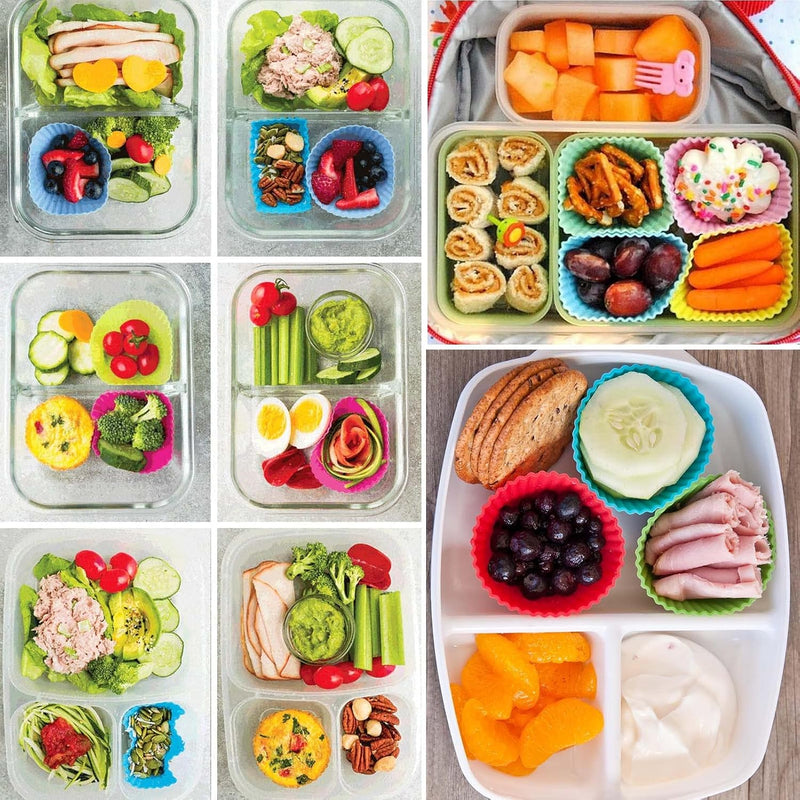 40 Pcs Silicone Lunch Box Dividers, Bento Bundle Dividers For Kids Accessories(Mixed Colors)