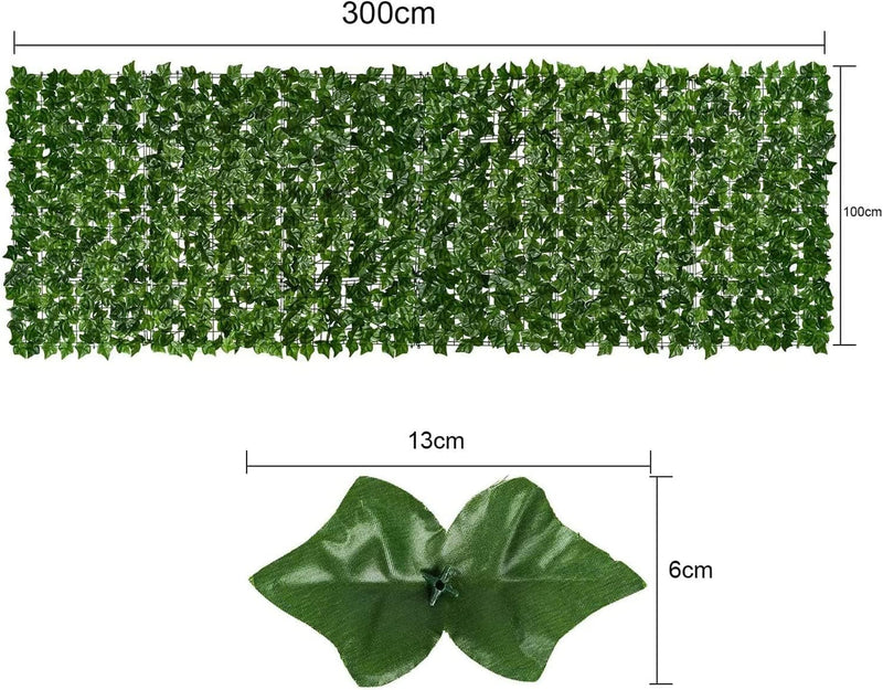 Toshionics 1x3 Meter Privacy Garden Fence Wall Artificial Plants Hedge Screening Roll Faux Ivy Leaf Vine Decoration For Backyard Outdoor UV Sunlight Protection In Garden Home Balcony Decor