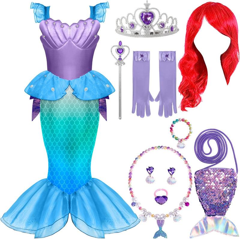 Spooktacular Creations Halloween Mermaid Costume for Girls, Little Mermaid Dress, Princess Dress Up for Girls 4-6 for DressUp - Blue