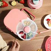 Kids Lunch Box with Detachable Snack Spinner - Bento Style Lunch Container with 5 Compartments - Kids Snack Box/Bento Box for School,Nursery&Trips(Coral Pink)
