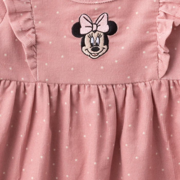 Disney Minnie Mouse Baby Girls Long Sleeve Corduroy Dress with Tights 2 Piece Set for Infants