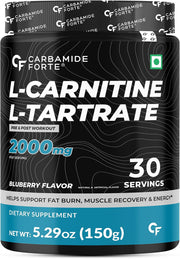 Carbamide Forte Micronized Creatine Monohydrate Powder - 83 Servings, 250g Creatine Supplement Powder for Lean Muscle Volumization, Strength & Energy - L Carnitine Powder Blueberry Flavour Blue