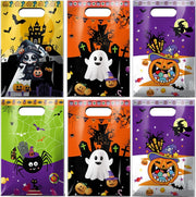 50 Pcs Halloween Treat Bags with Handles Halloween Goodie Bags for Kids,Trick or Treat Candy Gift Bags,Plastic Tote Goody Bags for Party Favors Supplies - Halloween 16.5*26.5-50PCS