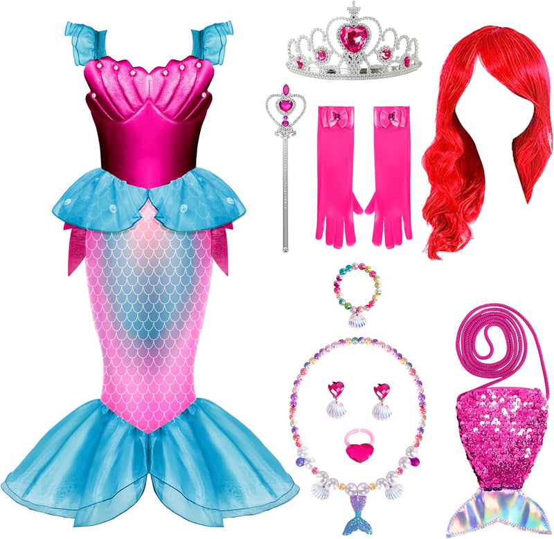Spooktacular Creations Halloween Mermaid Costume for Girls, Little Mermaid Dress, Princess Dress Up for Girls 4-6 for DressUp - *magenta
