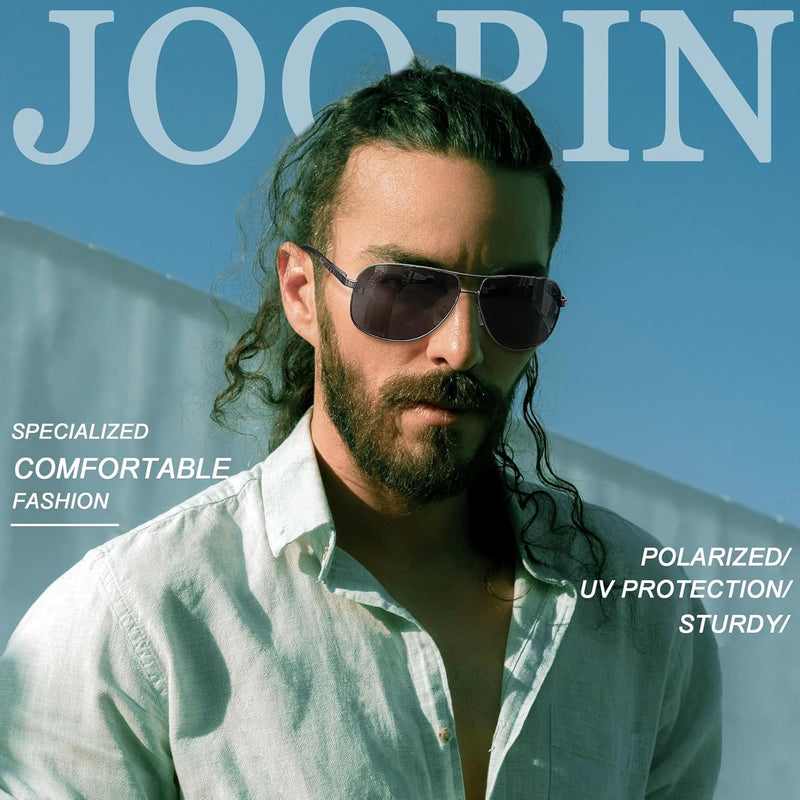 Joopin Rectangular Polarized Aviaion Sunglasses for Men Retro Military Shades Driving UV Protection