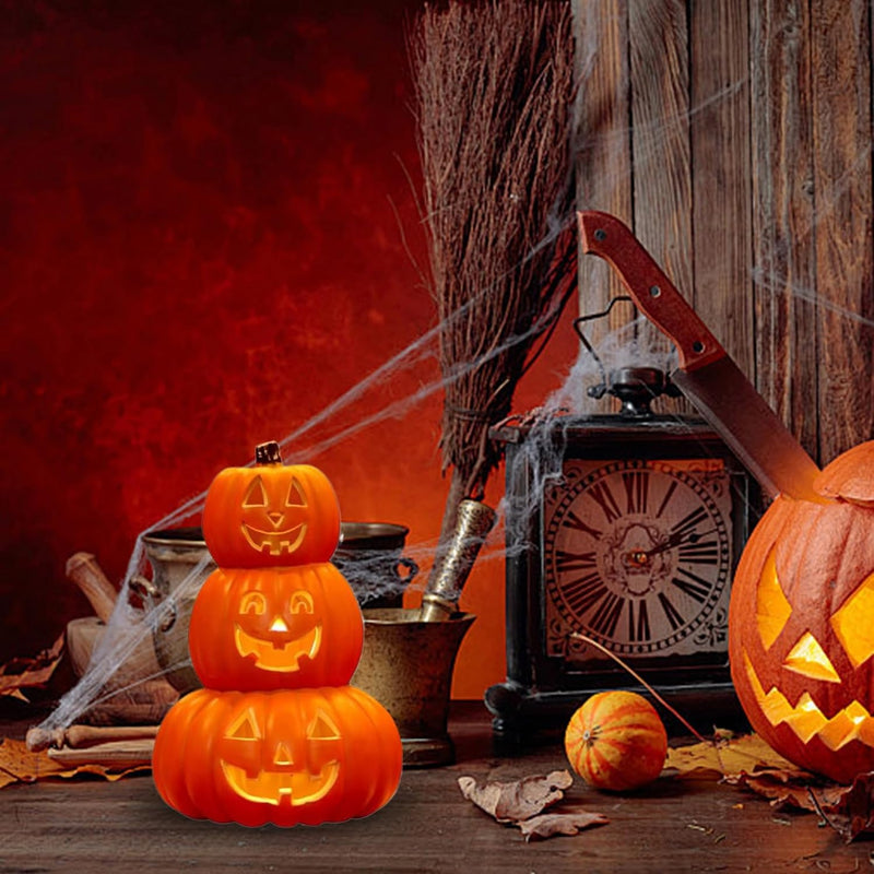 Jorunb Halloween Pumpkin Decoration,Halloween Pumpkin Lantern light Decor,Hollowed Pumpkin LED Lamp,Battery Operated Pumpkin Lantern for Halloween Decoration,Autumn Decoration (23 23 35cm)