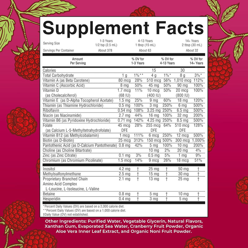 Gluten-free Morning Liquid Vitamin (Raspberry,32oz)