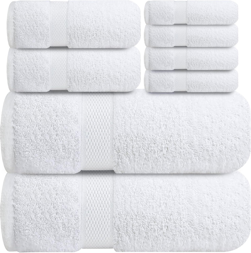 Infinitee Xclusives Premium Bath Towels Set - [Pack of 8] 100% Cotton Highly Absorbent 2 Bath Towels, 2 Hand Towels and 4 Washcloths - Hotel & Spa Quality Bath Towels for Bathroom (Shadow Grey)