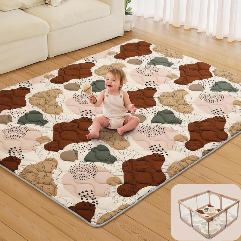 Baby Play Mats for Floor, 150x180cm Play Mat for Playpen, Thicken Soft Padding Foam Playmats for Babies and Toddlers Infants, 2cm Thick Foldable and Machine Washable Baby Crawling Mat