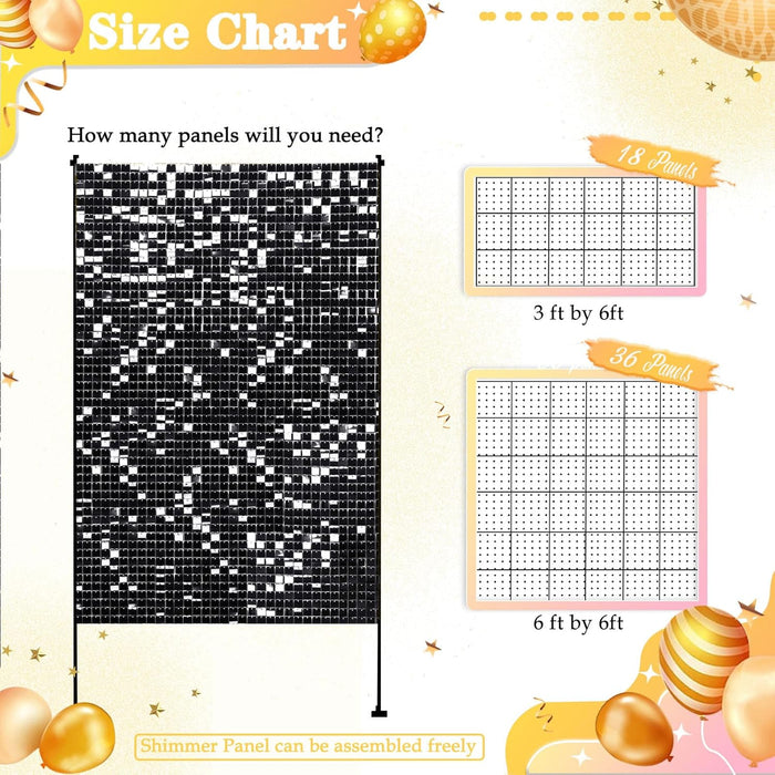 LuoluoHouse Shimmer Wall Panel Sequin Backdrop 36 Panel Birthday Wedding Background Decoration Walls Anniversary Engagement Decorations