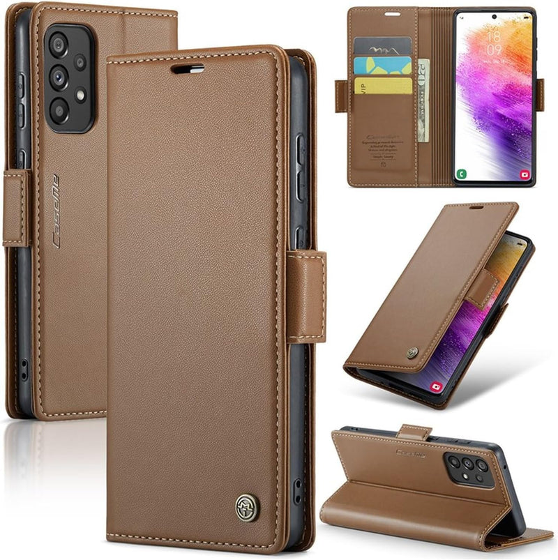For Samsung Galaxy A73 5G Leather Case RFID Blocking 3 Card Slot Mobile Cover - Black - Galaxy A33 5G Black
