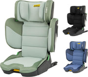 Jovikids Rober i-Size Booster Seat with ISOFIX, Suitable for Kids 100-150cm 3Y-12Y, Adjustbale Height and Width, Cabin Size Portable Toddler Car Seat for Travel, Compact & Folding, ECE R129, Black - Green