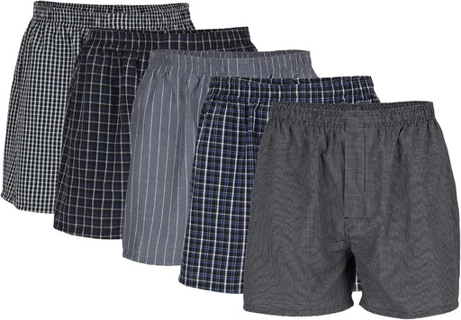 mens Woven Boxers, Multipack Boxer Shorts (pack of 10) - black / black