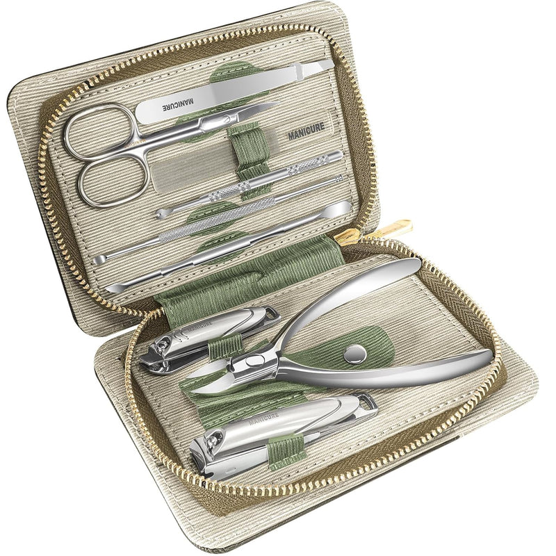 KASTWAVE Manicure Set Professional 9 in 1 Nail Clippers Set, Stainless Steel Manicure kit With PU Leather Case, Fingernail & Toenail Clippers Nail Kit for Home, Workplace, Outdoor Travel, Gift Giving