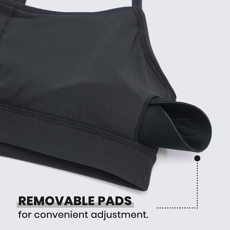 CRZ YOGA Y Back Sports Bra for Women - Padded Racerback Spaghetti Straps Thin Strap Low Impact Workout Yoga Bra